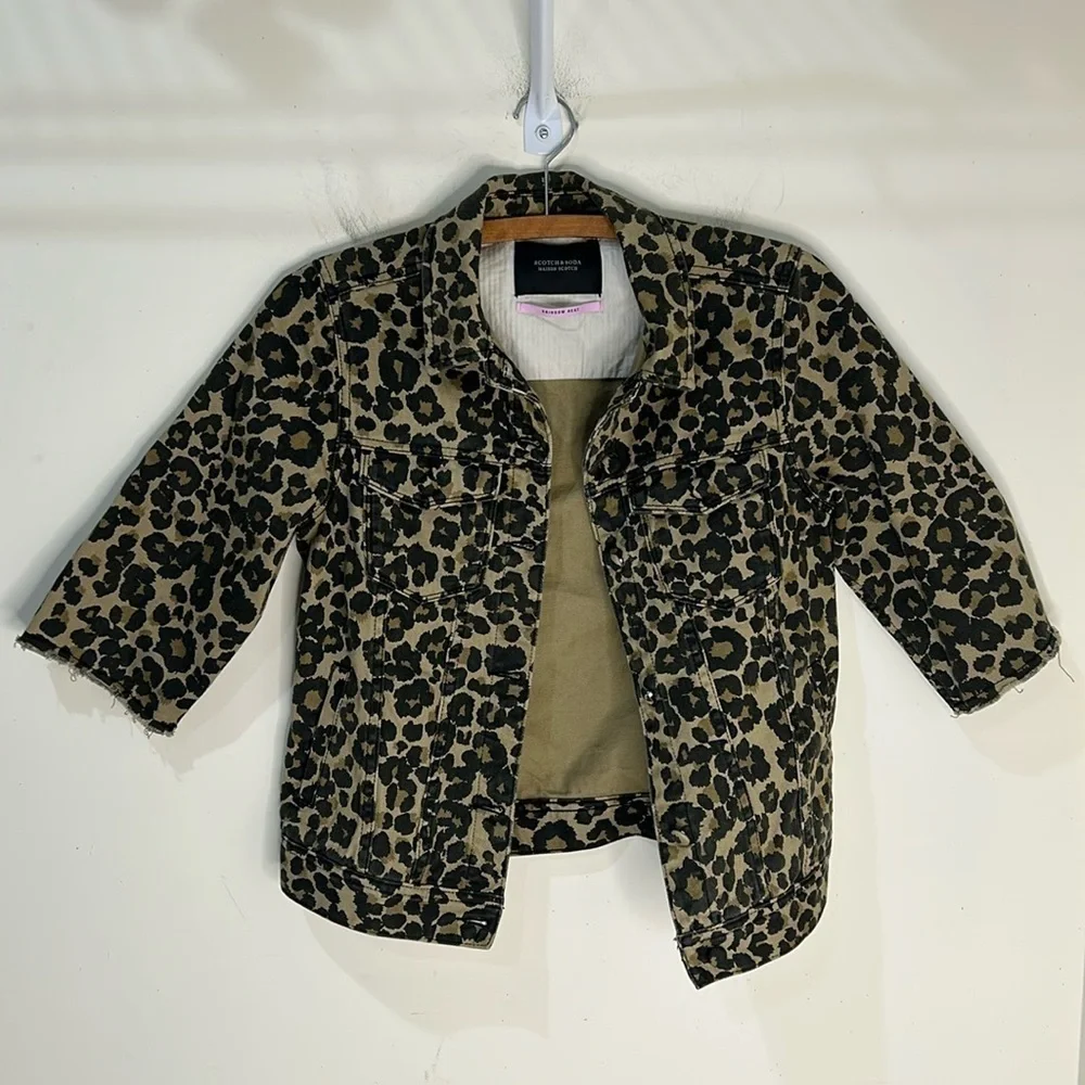 Scotch & Soda Maison Scotch Leopard Denim Jacket Size XS